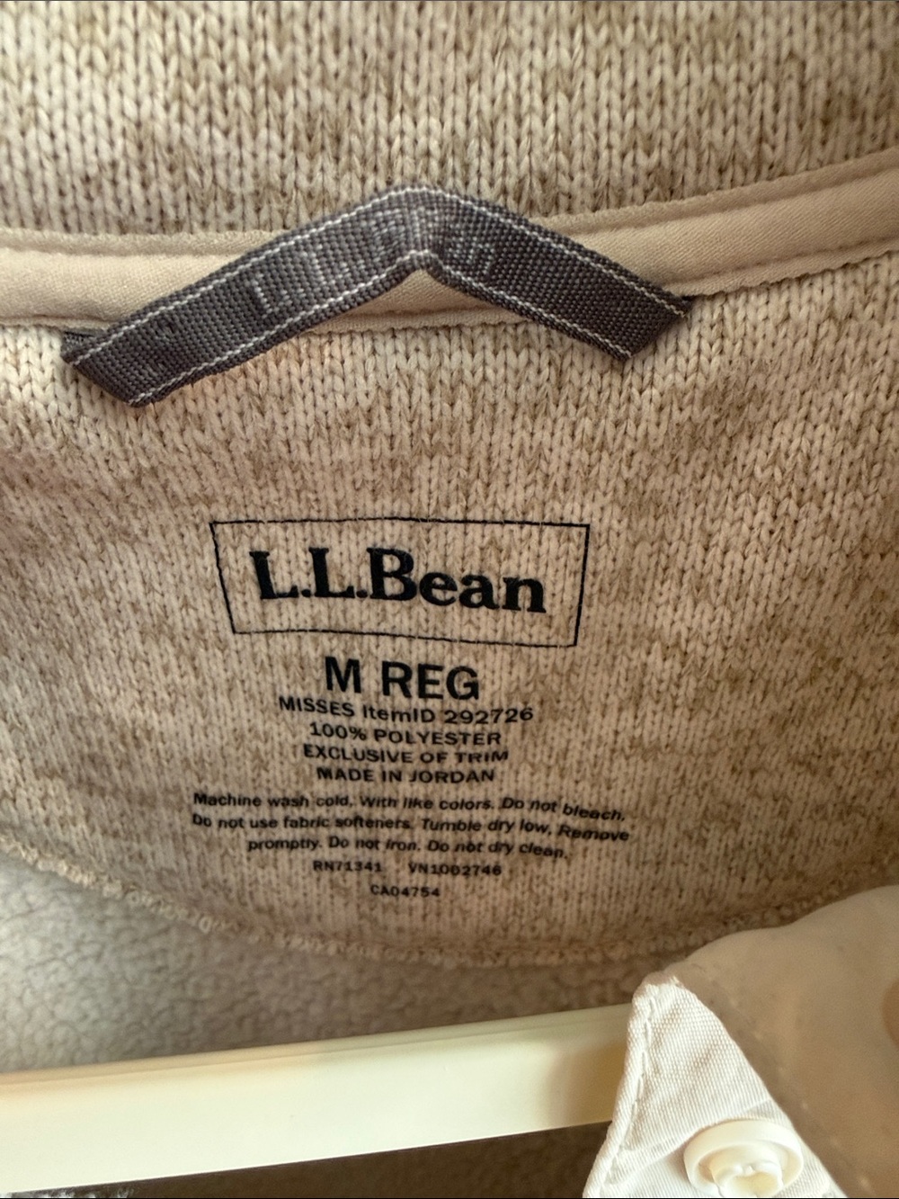 L.L.Bean Sweater Fleece Pullover oatmeal marled neutral Medium - Picture 6 of 9